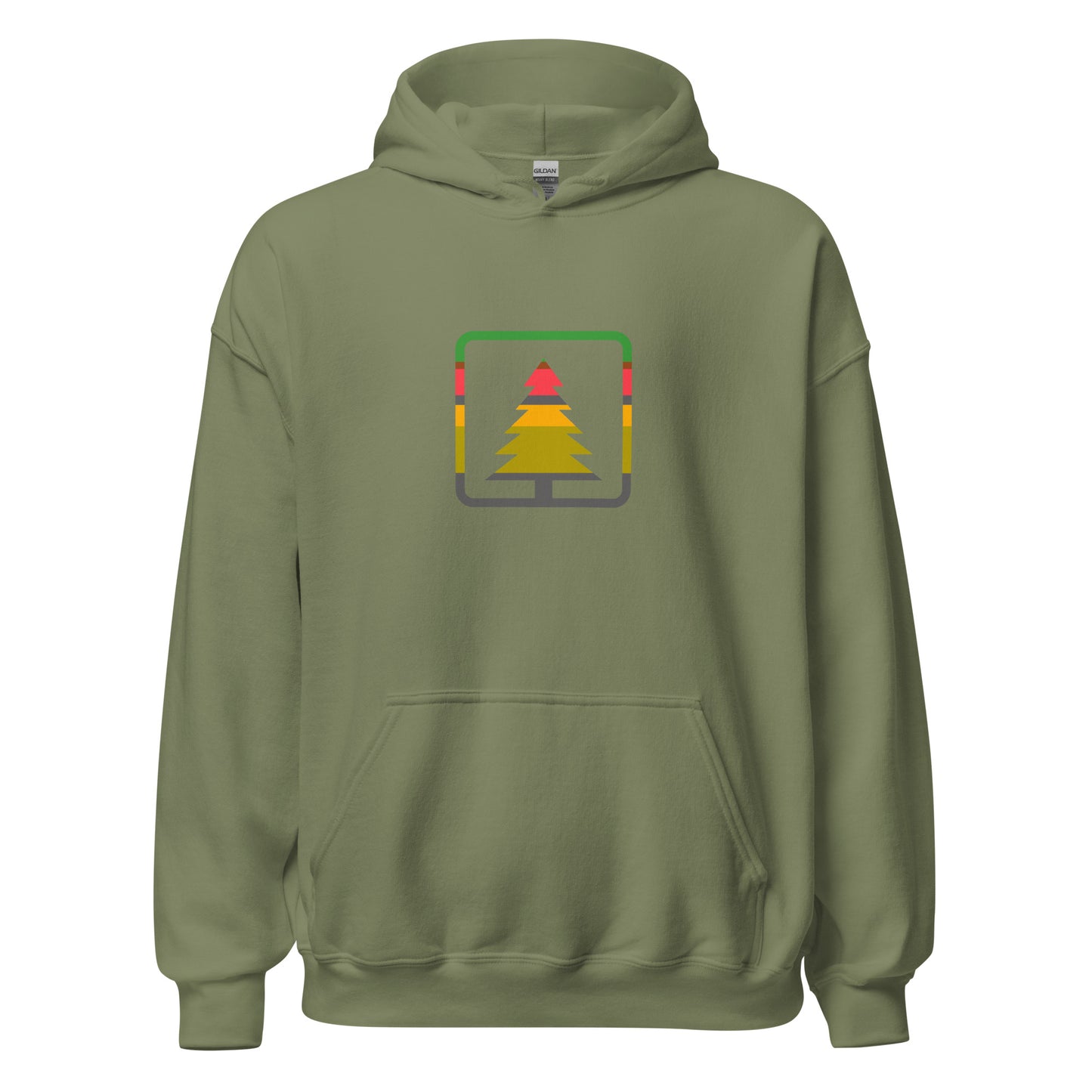 Hoodie With Green Tree Outline Logo