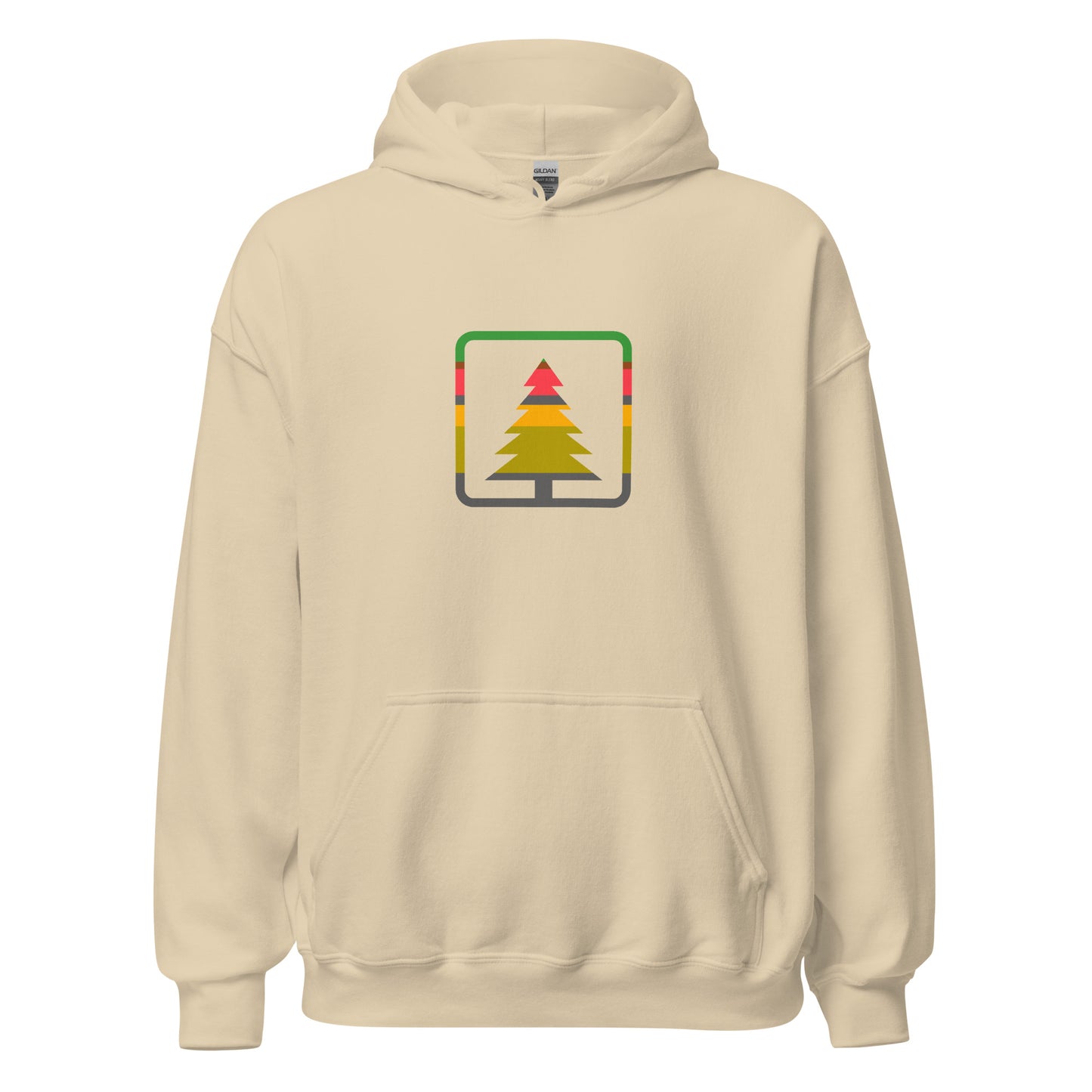 Hoodie With Green Tree Outline Logo